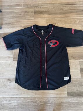 Dynasty Arizona Diamondbacks 2XL Black Button-Up Baseball Jersey with Red Trim